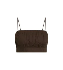 Aje Havana Ruched Top & Bubble Midi Skirt Set in Chocolate Size 6 for rent on The Volte - image 4