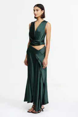 Acler Yewdale Maxi Skirt Deep Olive Size 14 and Asney Top Size 12 for rent on The Volte - image 1