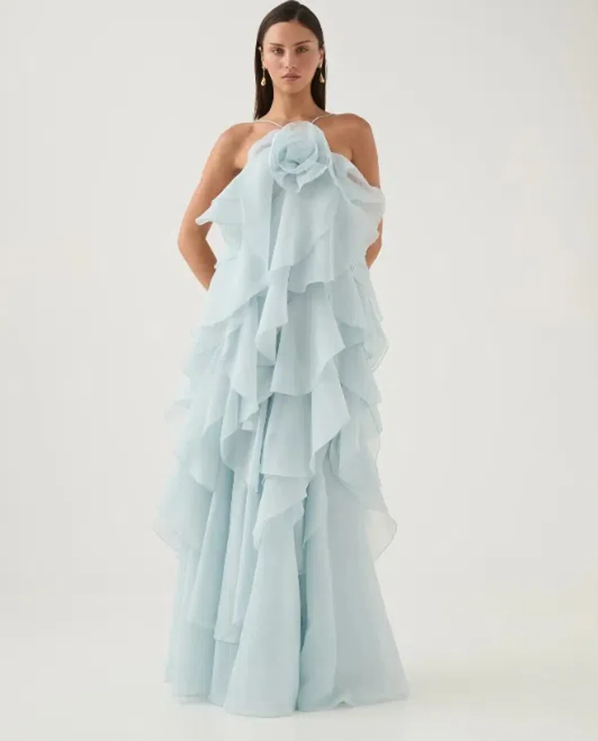 Aje Pandorea Layered Maxi Dress Silver Blue Size 6 - Image 3