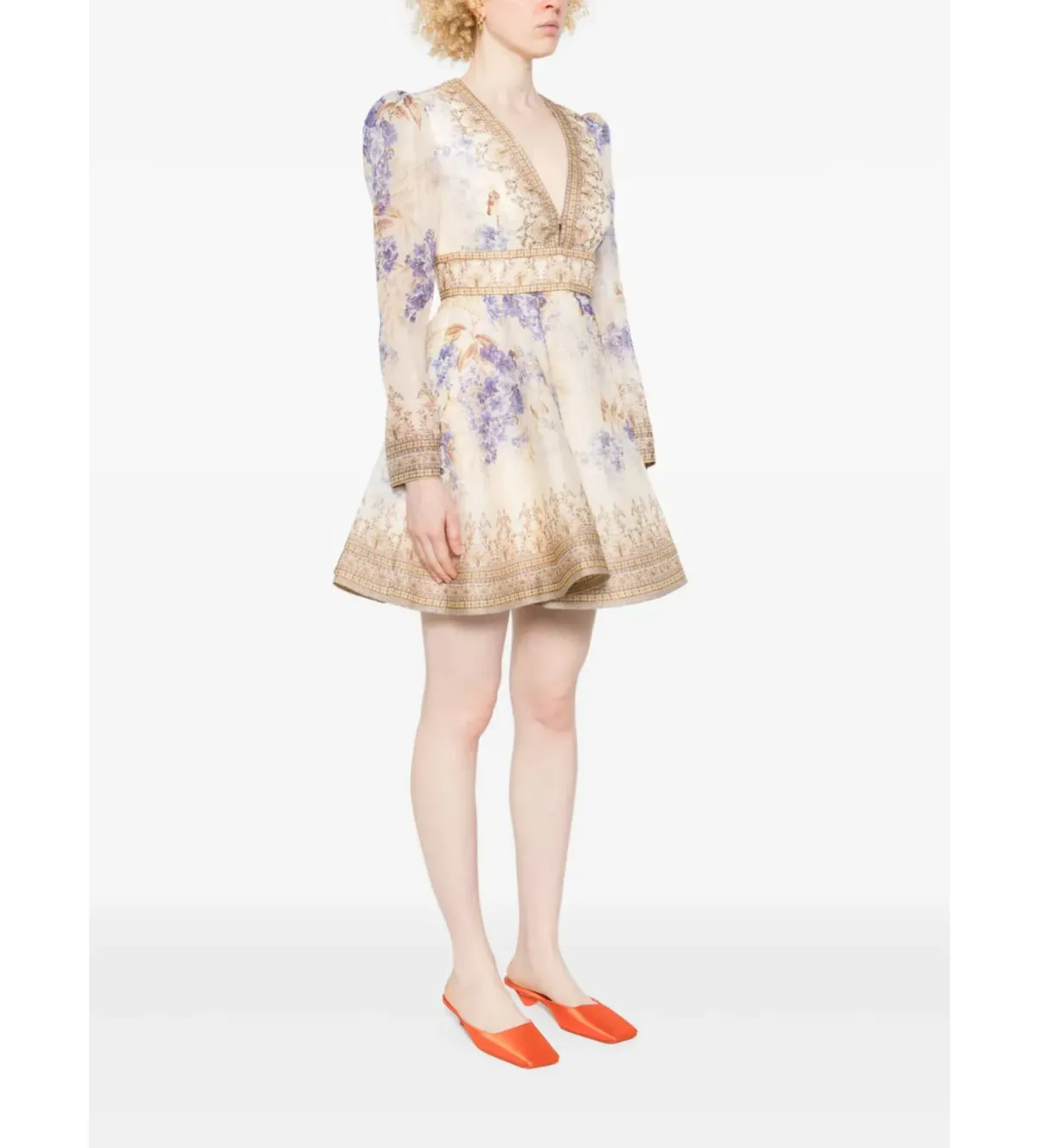 Zimmermann Dawning Plunge Mini Dress Multi Hydrangea Size 2/AU 12 - Image 2
