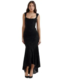 House Of CB Cesca Floral Maxi Dress Black Size S/AU 8 for rent on The Volte - image 1