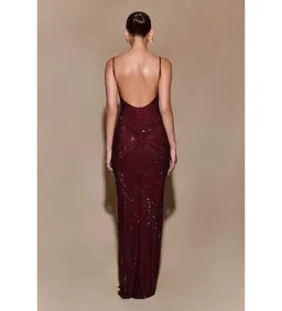 Meshki Roisin Diamante Satin Maxi Dress Mahogany AU 4  for rent on The Volte - image 3