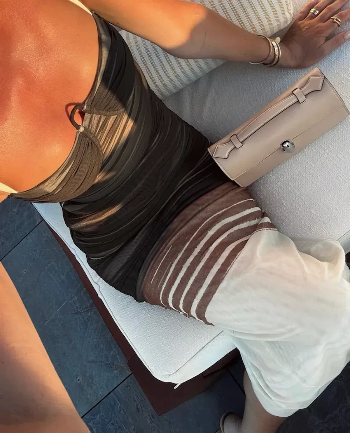 SIR The Label Breeze Striped Ruched Mesh Midi Dress Multi Size 0 / AU 6 - Image 3