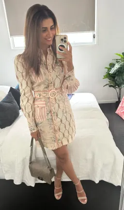 Zimmermann Moonshine Patched Shirt Mini Dress in Spliced Pink 0 / AU 8 for rent on The Volte - image 5
