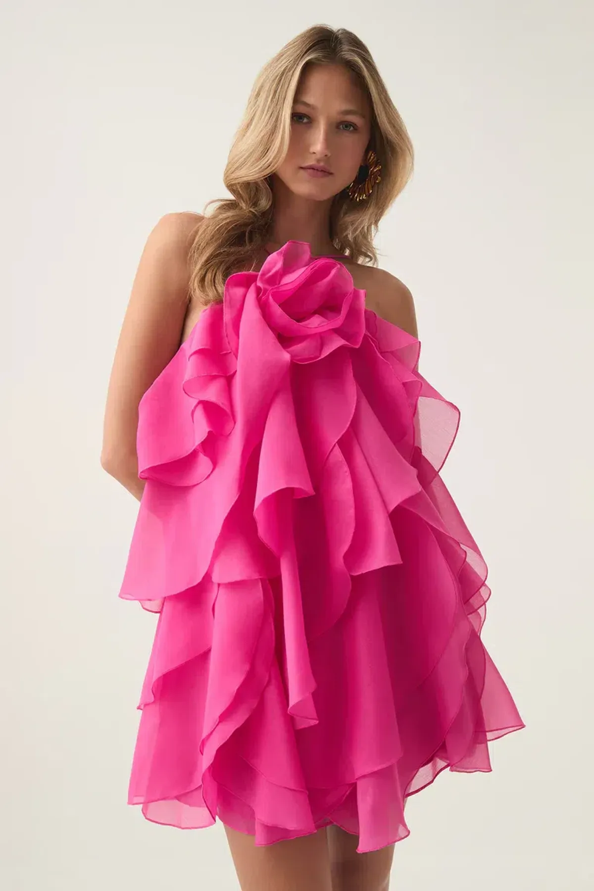 Aje Pandorea Layered Mini Dress Fuschia Rose Size 10 - Image 2