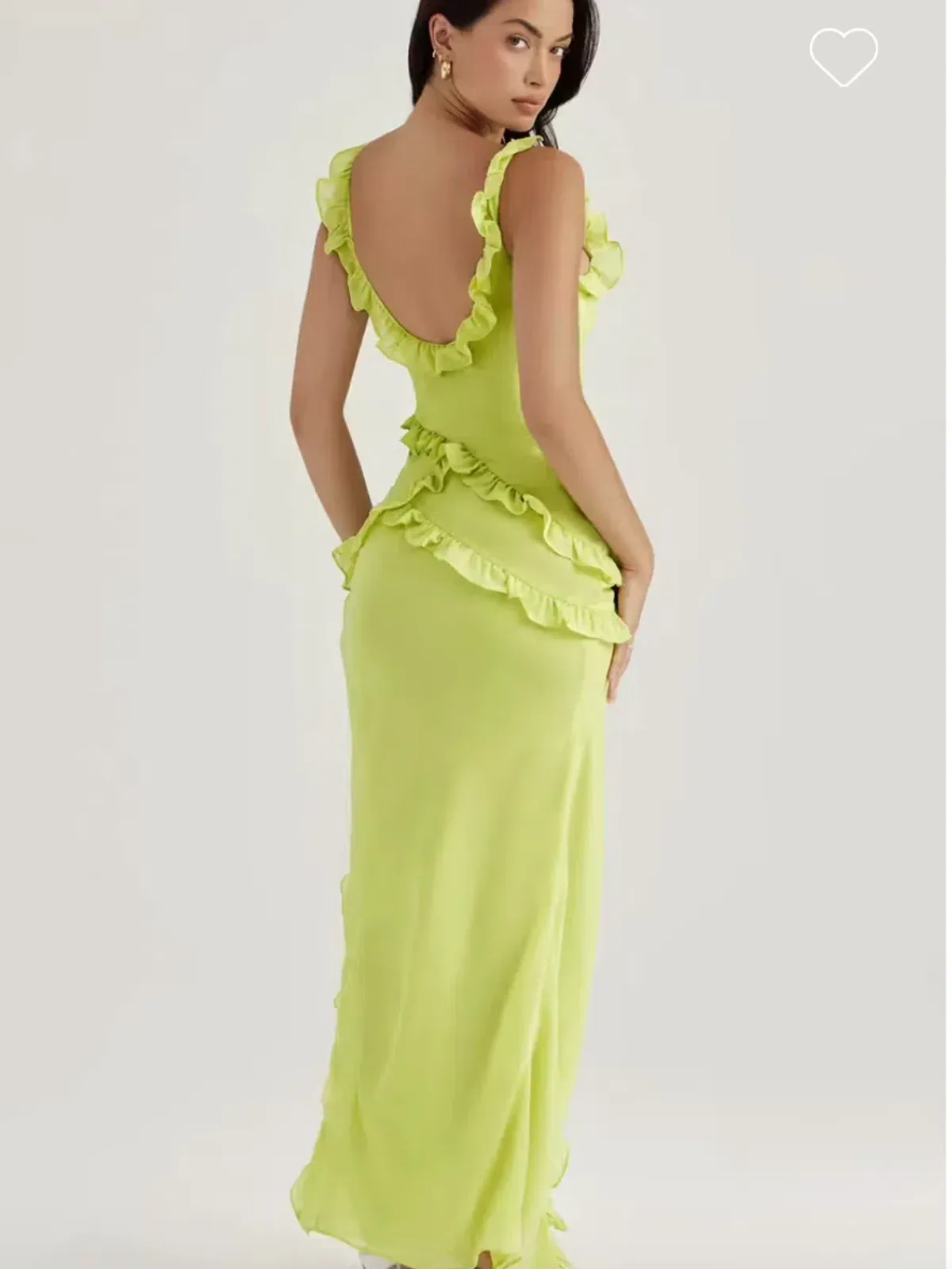 House Of CB Pixie Dress Lime Green Ruffle Front Size 10 - Image 4