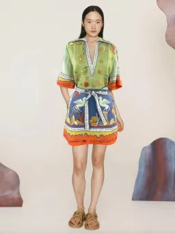 Alémais Surrealist V Neck Mini Dress Print Size 16 for rent on The Volte - image 1