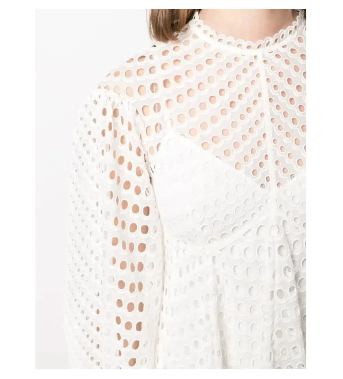 Zimmermann Poppy Eyelet Mini Dress White Size 0/ AU 8 - Image 4