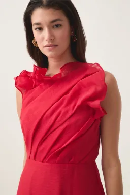 Aje Genesis Midi Dress Scarlet Red Size 10 for rent on The Volte - image 2