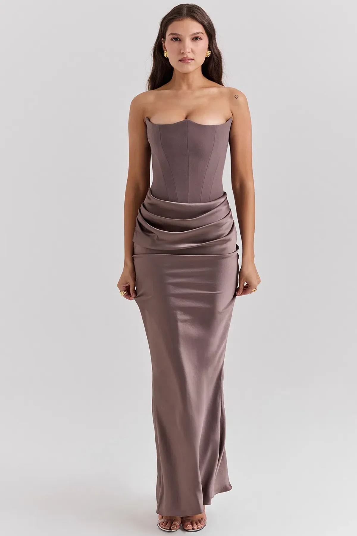 House of CB Persephone Strapless Corset Maxi Dress Smoke Size XS / AU 6 (Regular Cup) - Image 3