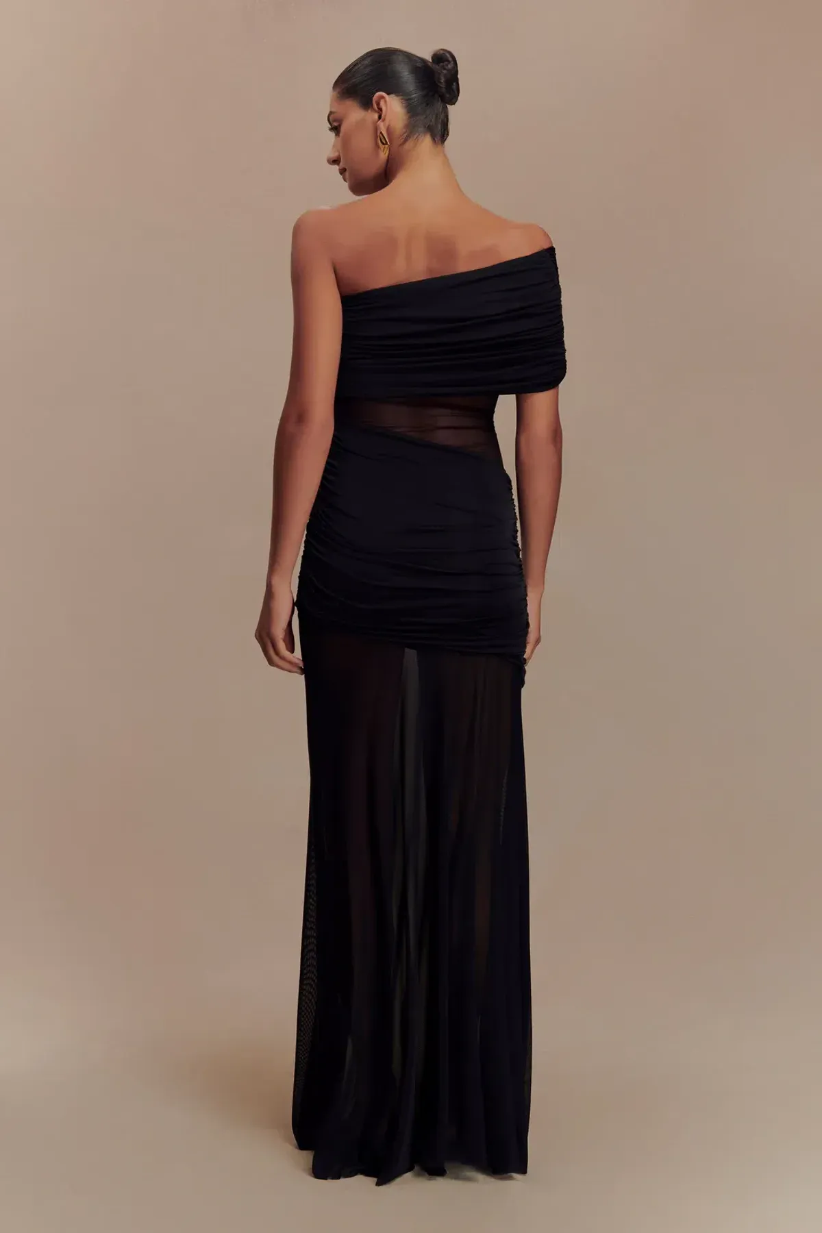 Meshki Dallas One Shoulder Mesh Maxi Dress in Black Size 10 - Image 2