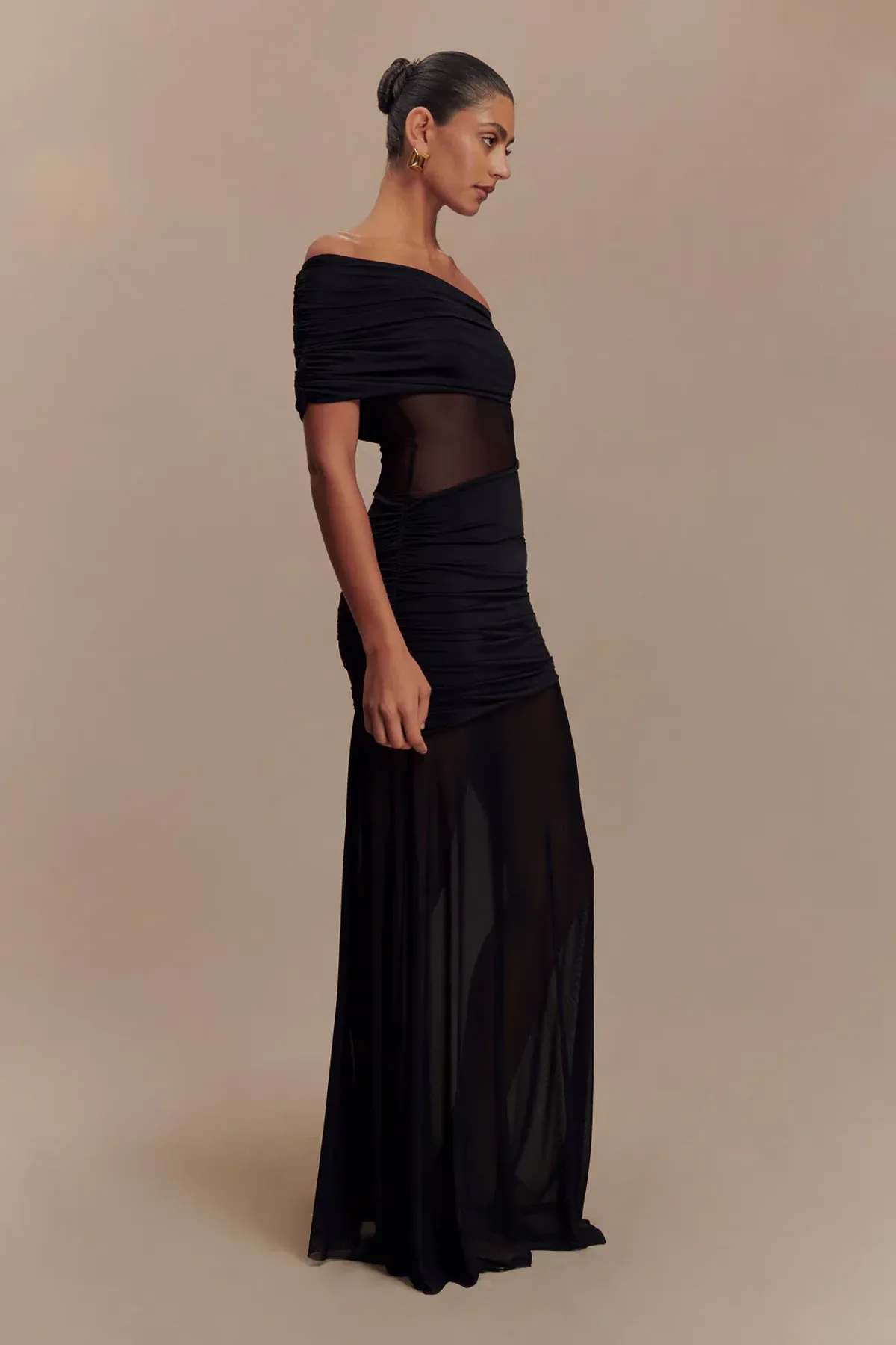 Meshki Dallas One Shoulder Mesh Maxi Dress in Black Size 10 - Image 4