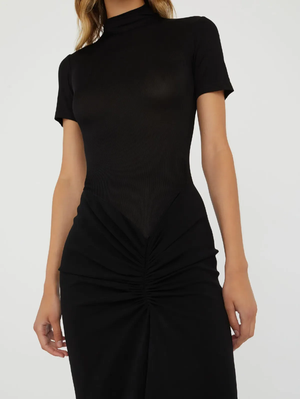 Christopher Esber Fusion Ruched Tee Gown Black Size 8 - Image 3