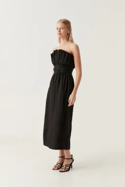 AJE Black Whisper Knot Strapless Ruffle Midi Dress AU 8 for rent on The Volte - image 2