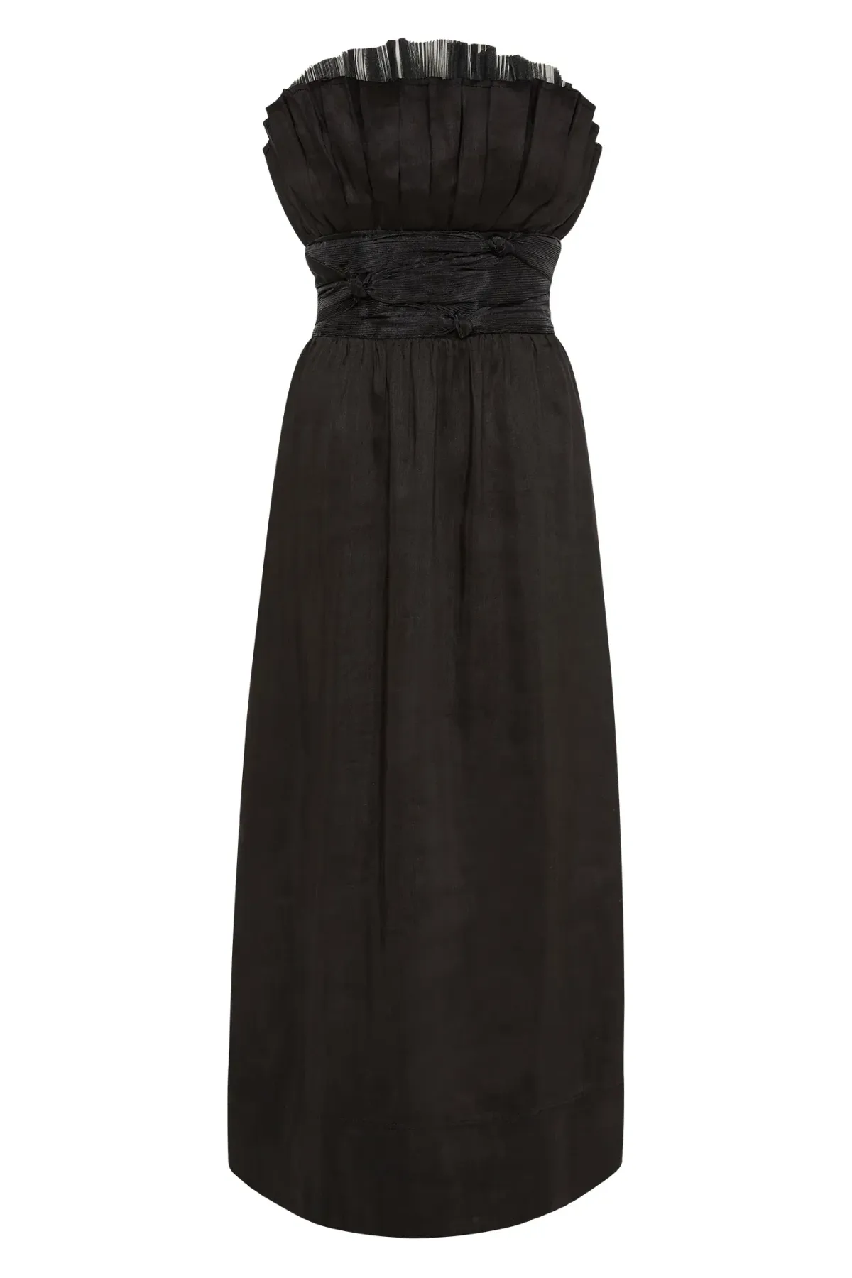 AJE Black Whisper Knot Strapless Ruffle Midi Dress AU 8 - Image 4