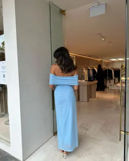 Kookai Bolt Off Shoulder Midi Dress Blue Size 8 for rent on The Volte - image 2
