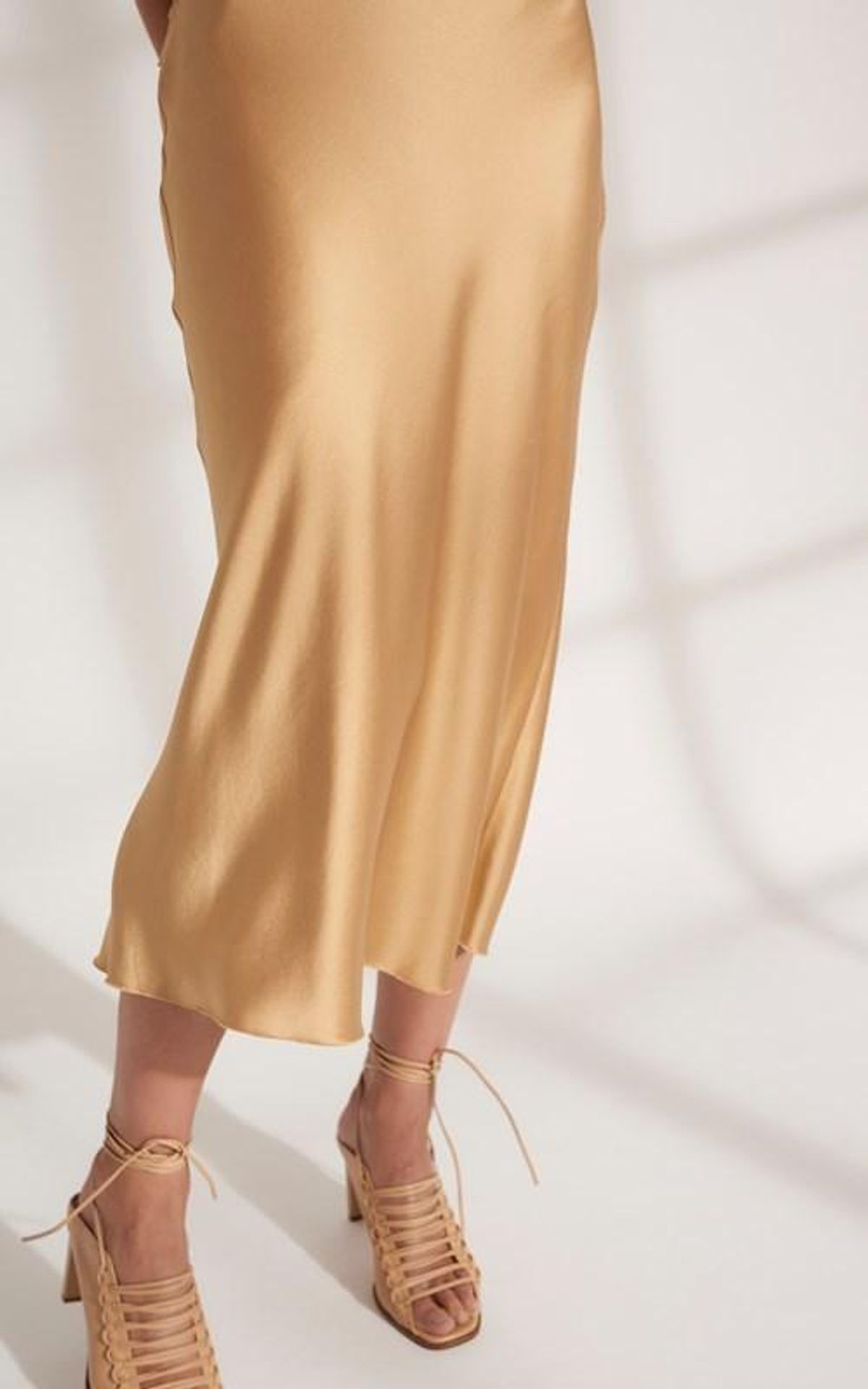 DION LEE Bias Weave Cowl Dress Sand/Gold - Image 4