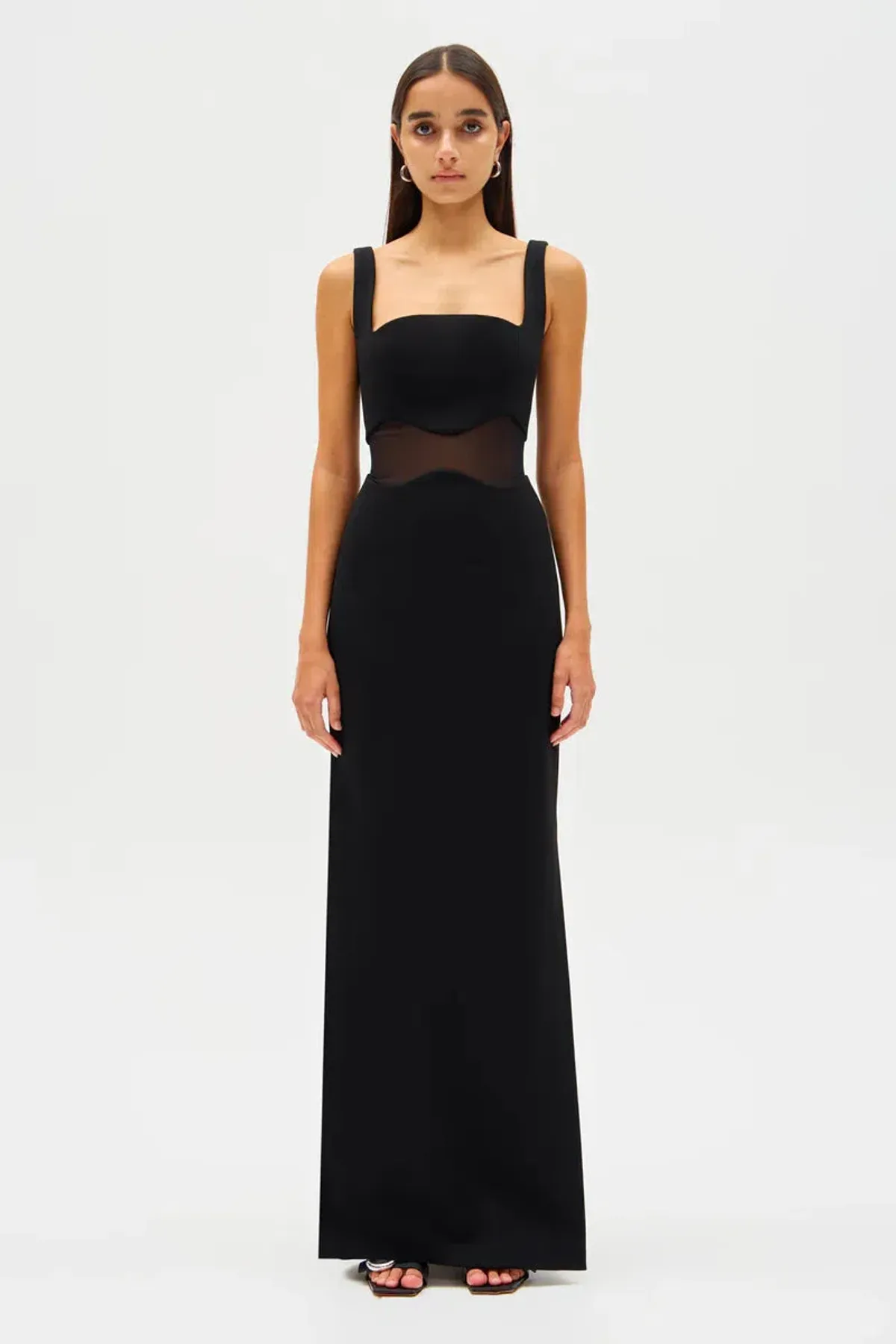 MISHA Damita Bonded Crepe Maxi Dress Black Size 10/M - Image 1