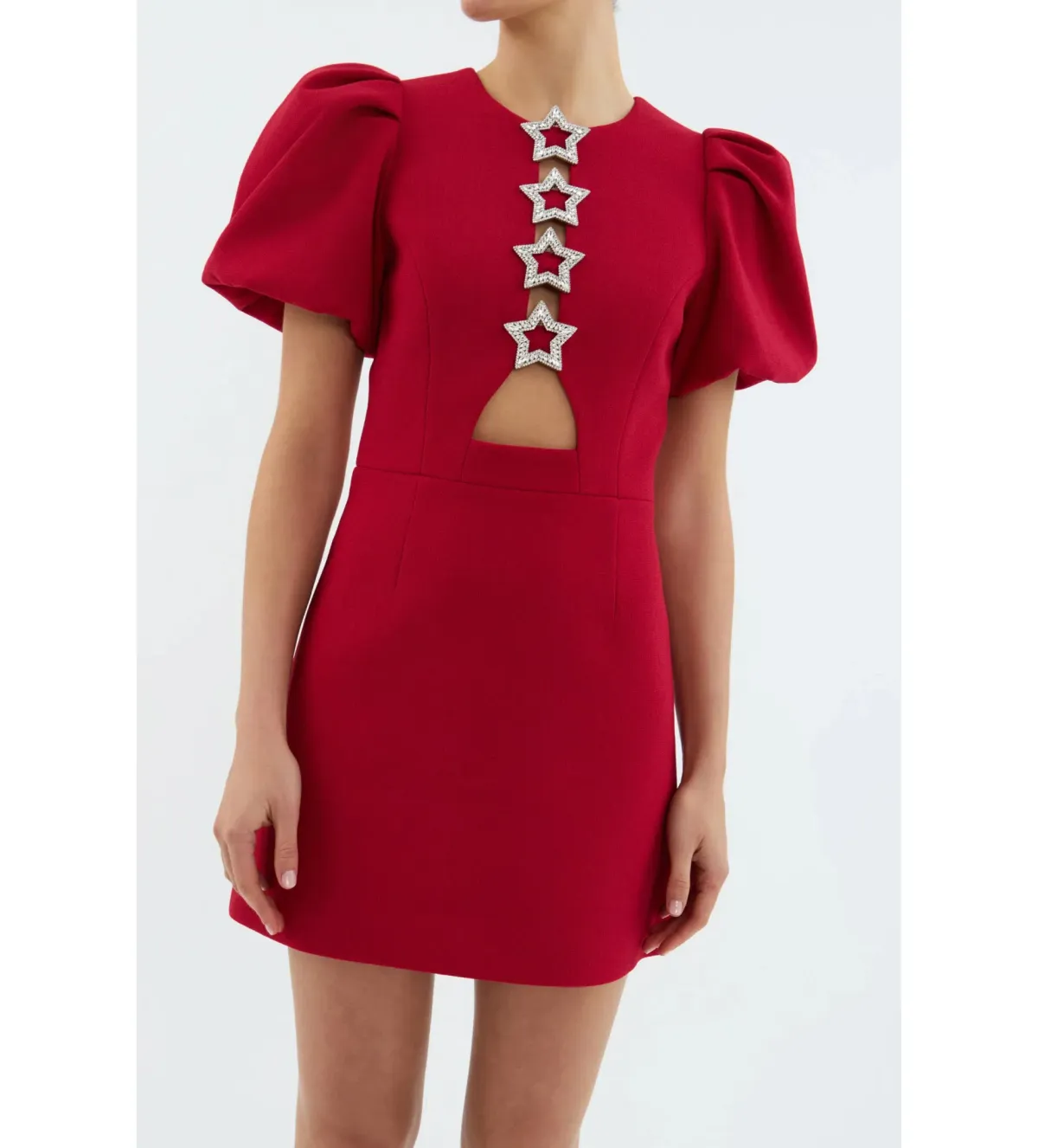 Rebecca Vallance Akari Puff Sleeve Mini Dress Red Size AU 8 - Image 2