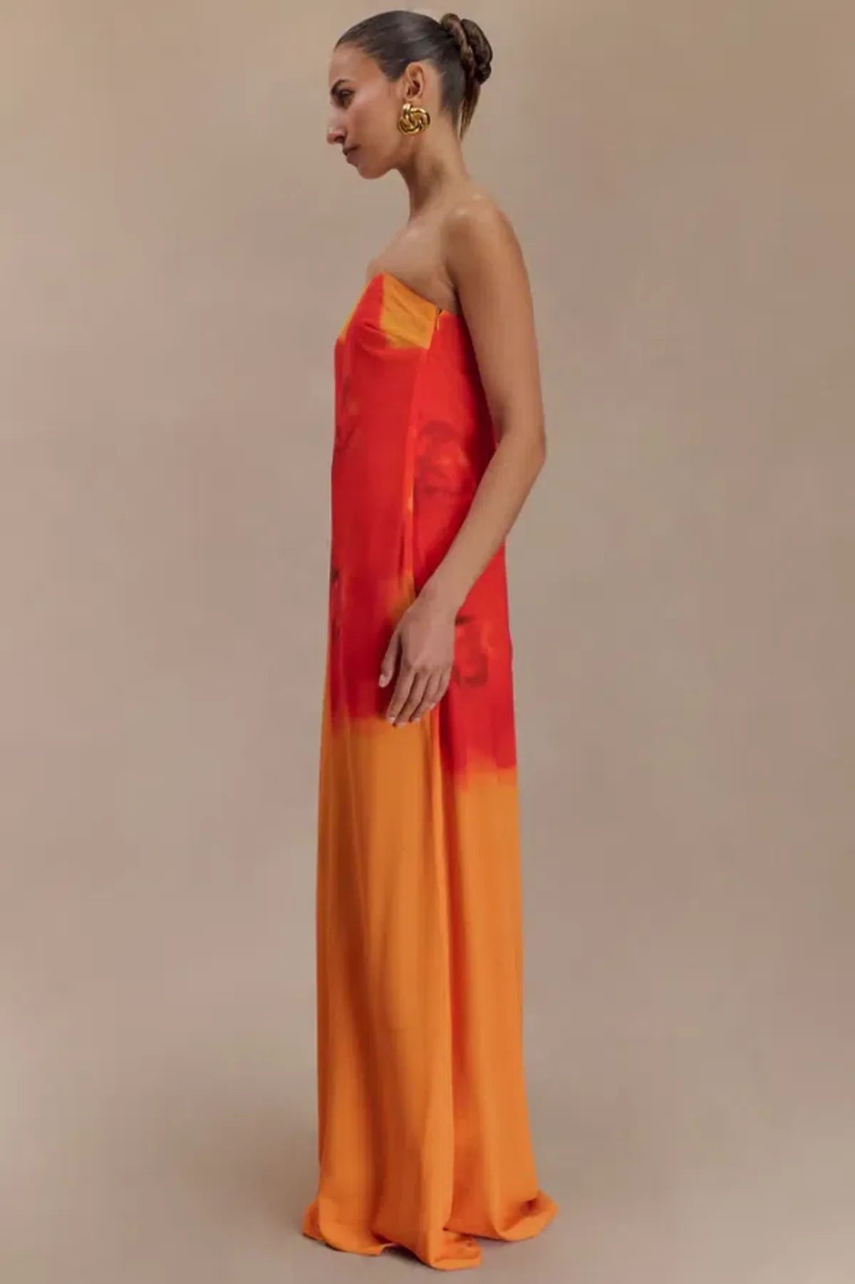 Meshki Amaya Maxi Gown Orange Print Size 12 - Image 2