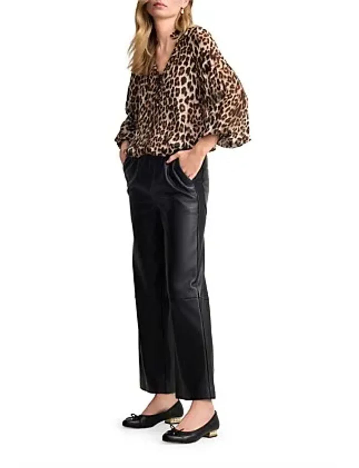 Blue Illusion Faux Leather Cropped Pants in Black Size 8/XS - Image 8