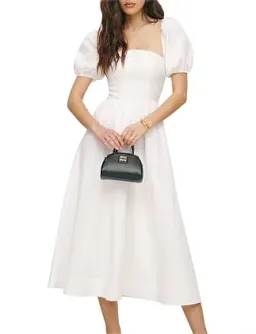 Reformation Marella Linen Midi Dress in White Size AU 6 for rent on The Volte - image 3