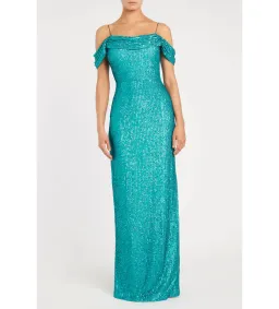 Rebecca Valance Missing Hours Sequence Gown in Green Size 6 for rent on The Volte - image 1