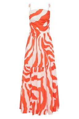 Aje Studios Marley Tiered Maxi Dress Coral Zebra Size AU 14 for rent on The Volte - image 4