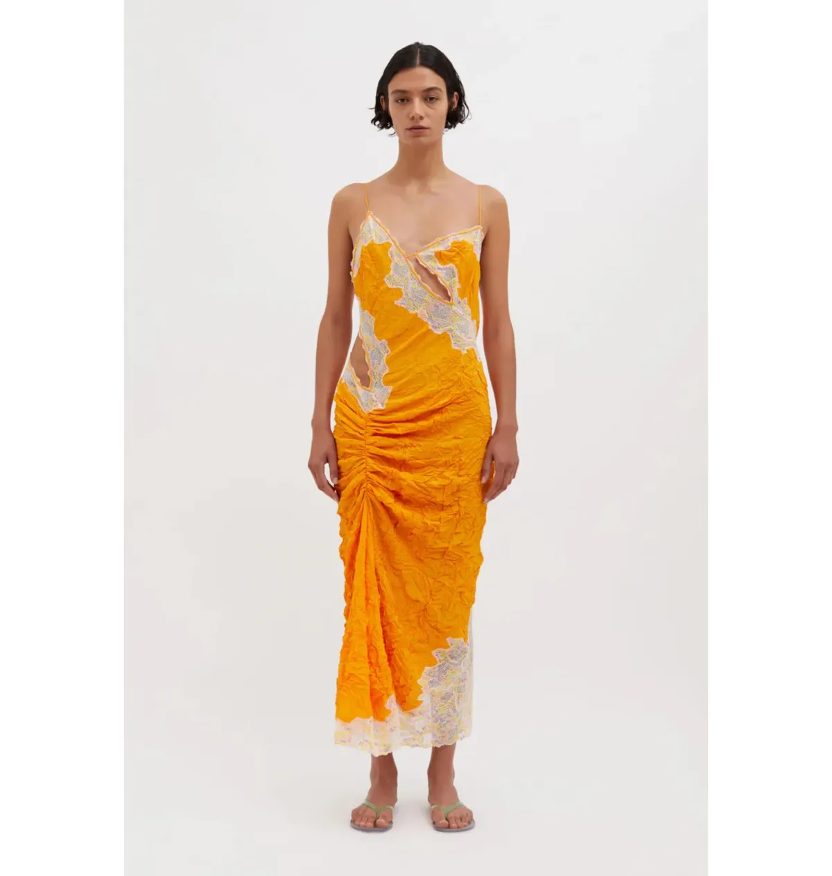 Christopher Esber Crimped Lace Cami Dress Valencia/Multi Size AU 4 - Image 1