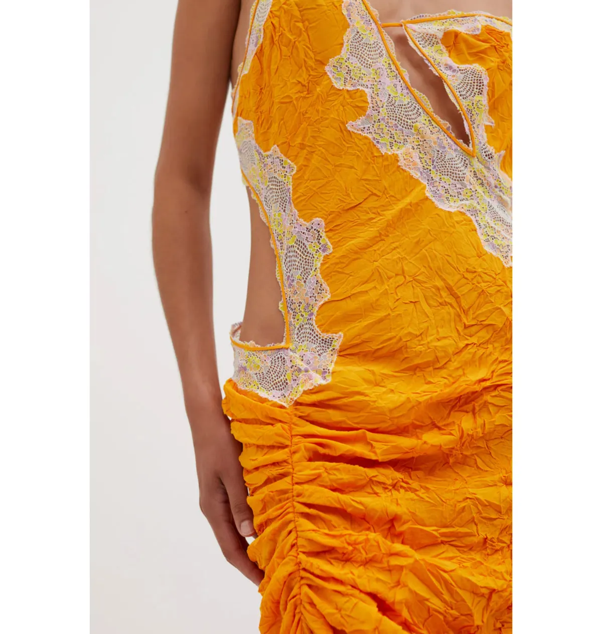 Christopher Esber Crimped Lace Cami Dress Valencia/Multi Size AU 4 - Image 5