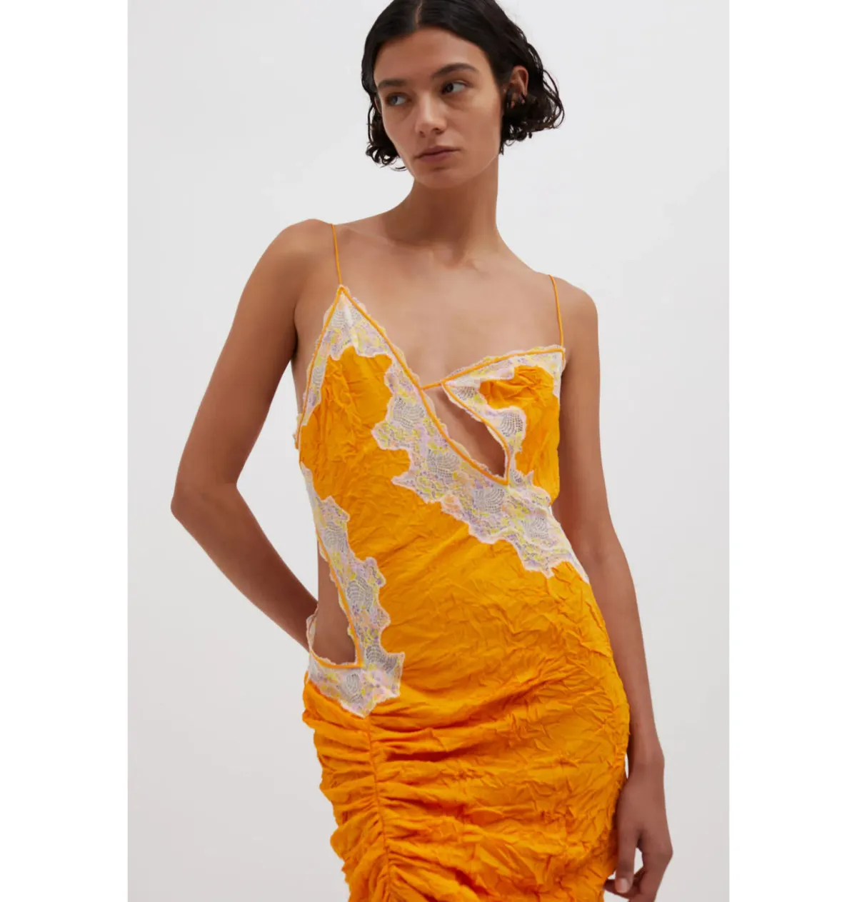 Christopher Esber Crimped Lace Cami Dress Valencia/Multi Size AU 4 - Image 2