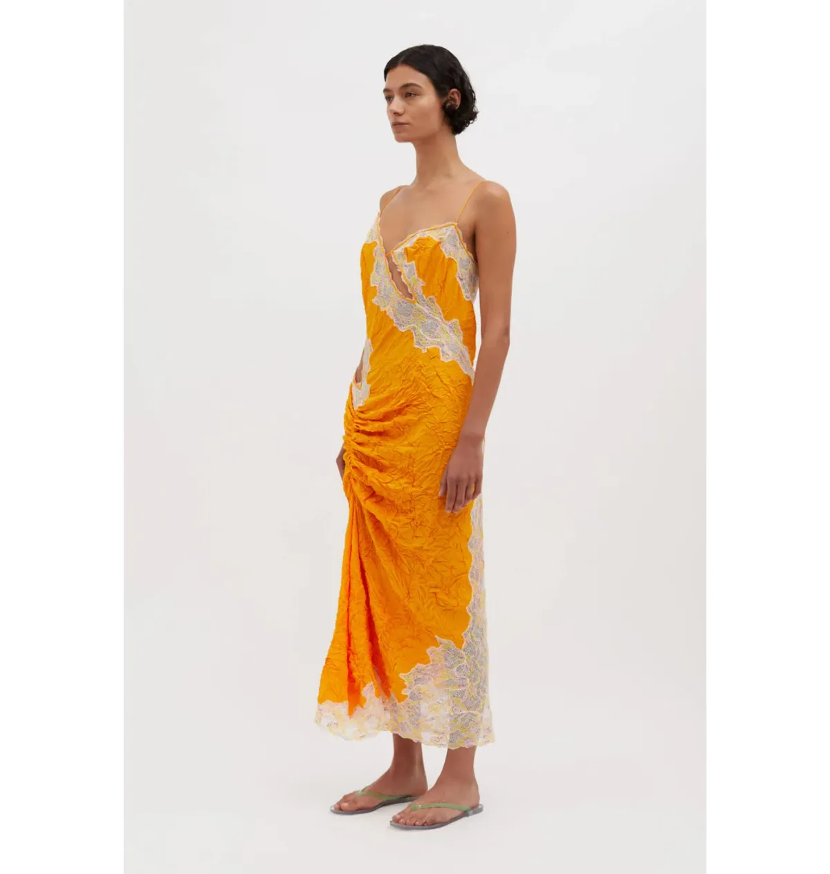 Christopher Esber Crimped Lace Cami Dress Valencia/Multi Size AU 4 - Image 3