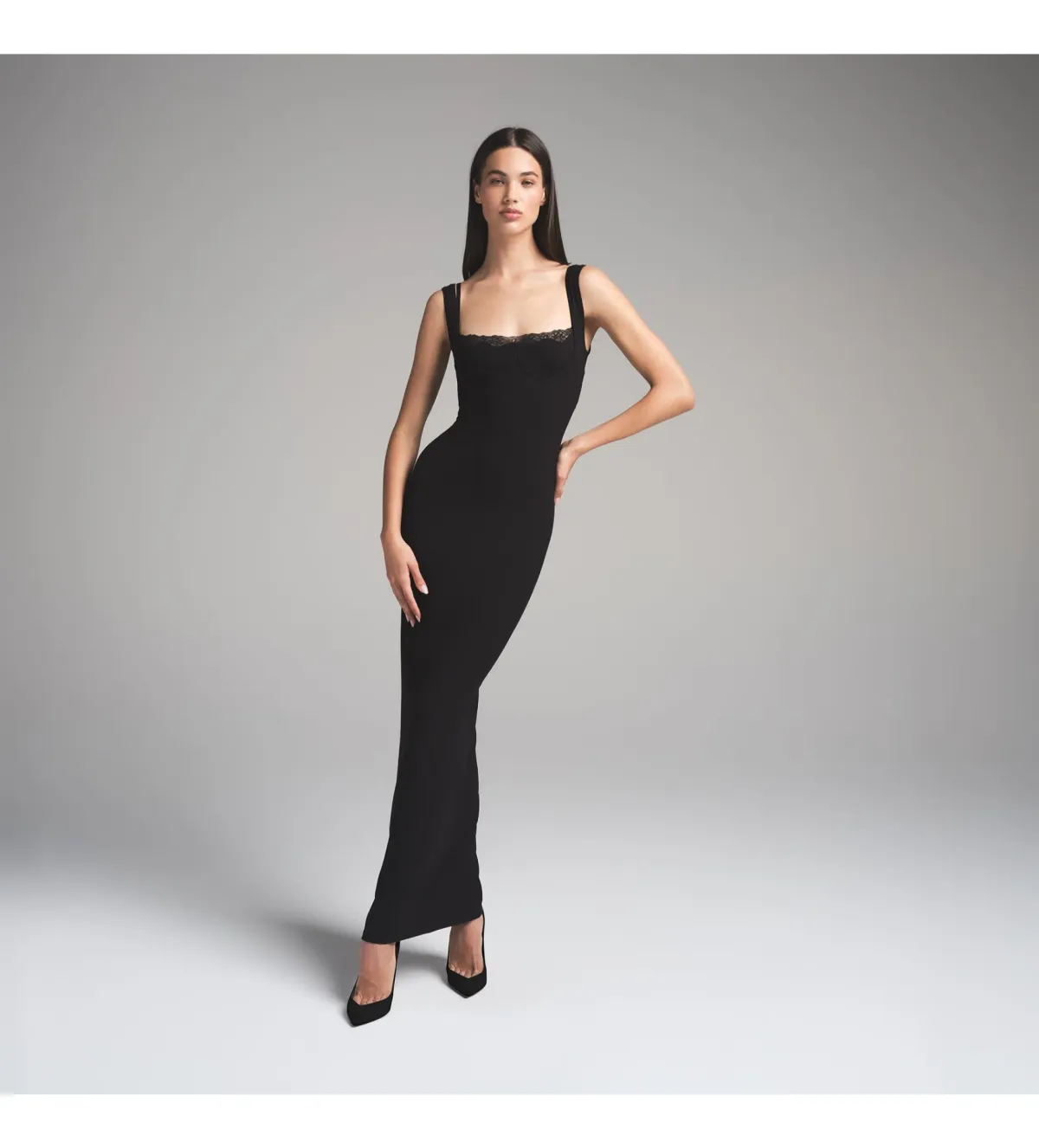 Skims Soft Lounge Lace Tank Maxi Dress Onyx Size L / AU 12 - Image 1