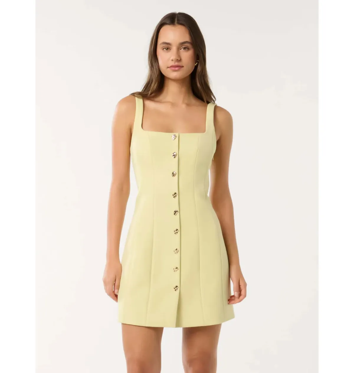 Forever New Penny Button Down Mini Dress Yellow Size 14 - Image 1