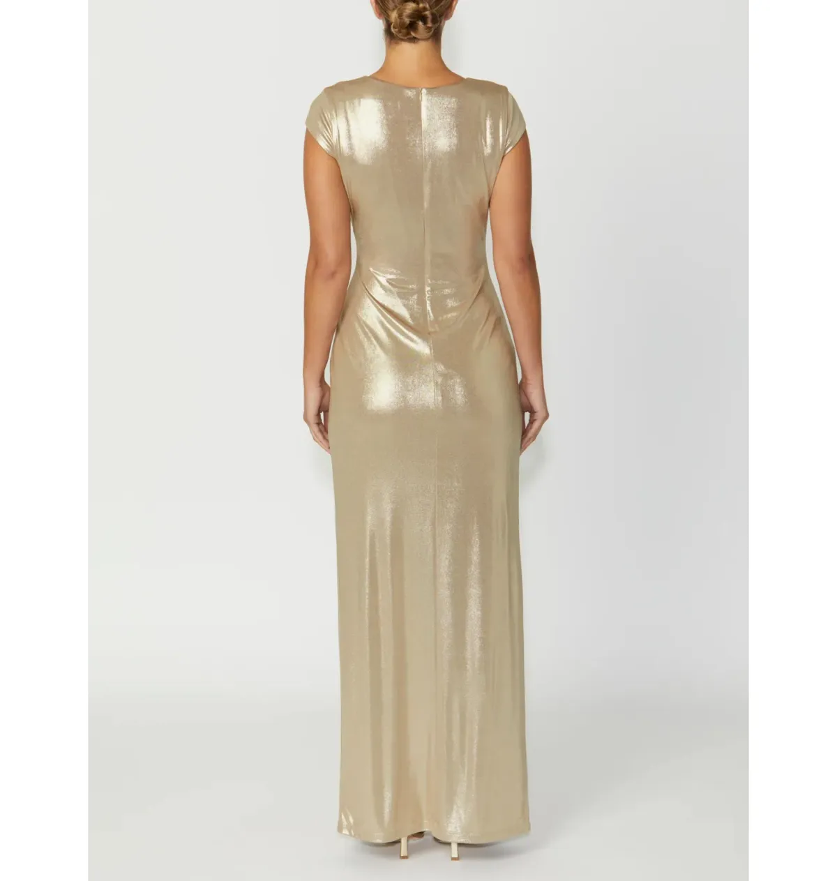 Anthea Crawford Myrah Jersey Gown Gold Size 12 - Image 3