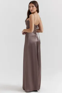 House of CB Anabella Lace Up Maxi Dress Smoke Size S / AU 8 for rent on The Volte - image 3
