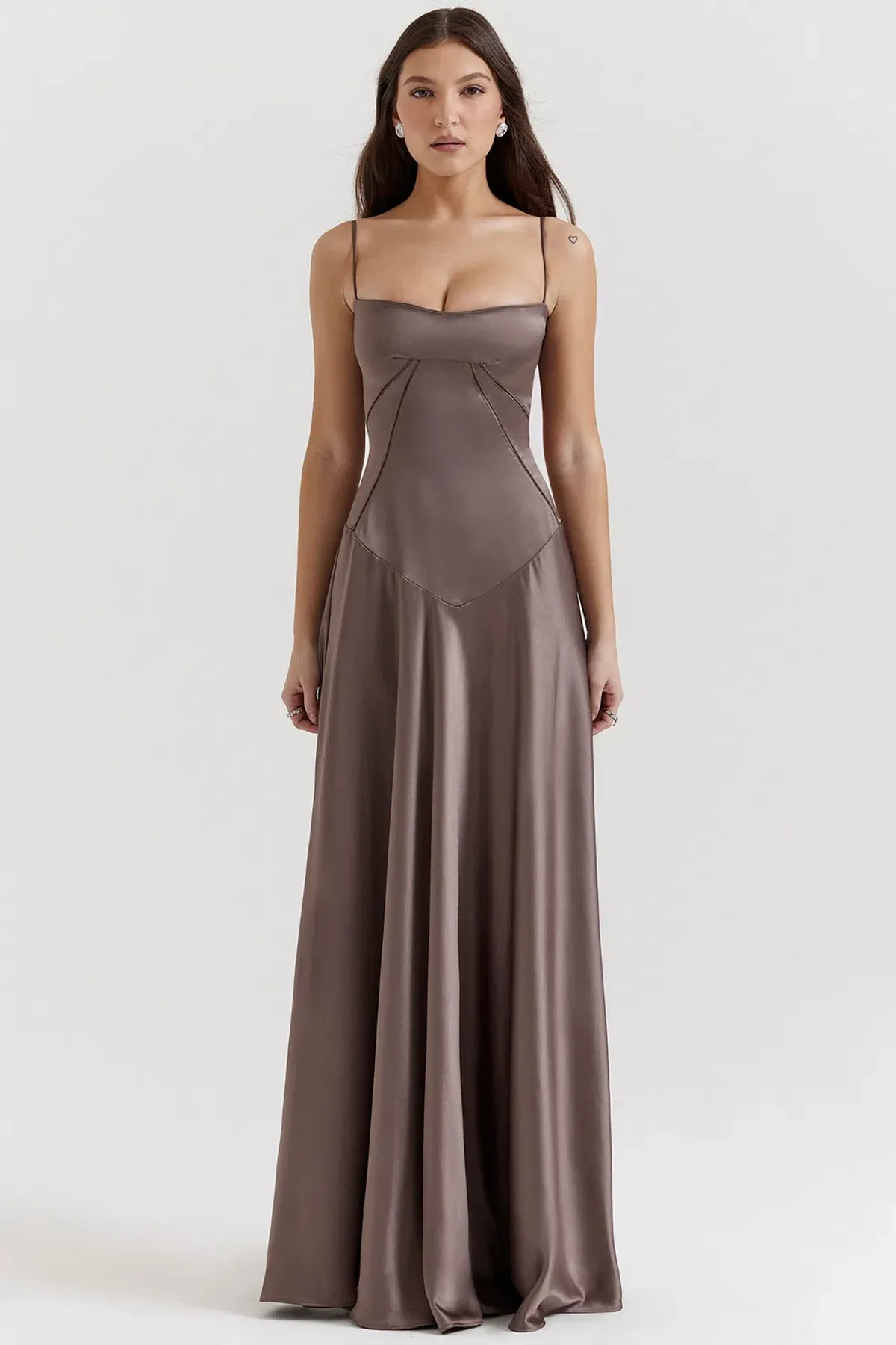 House of CB Anabella Lace Up Maxi Dress Smoke Size S / AU 8 - Image 2