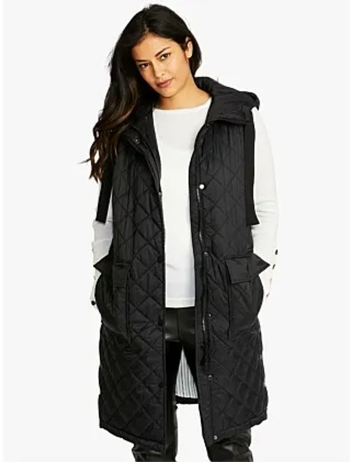 Ping Pong Kit Side Button Hooded Long Puffer Vest Black Size 18 - Image 3