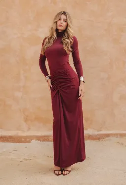 Bianca & Bridgett Layla Midi Dress Bordeaux Size AU 8 for rent on The Volte - image 1