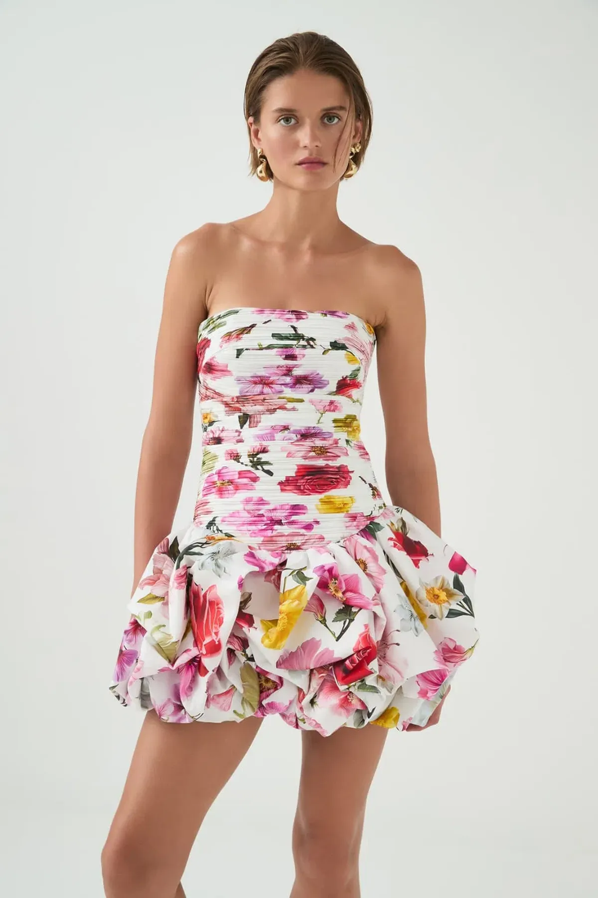 Aje Violette Bubble Hem Mini Dress Collage Floral Size AU 8 - Image 4