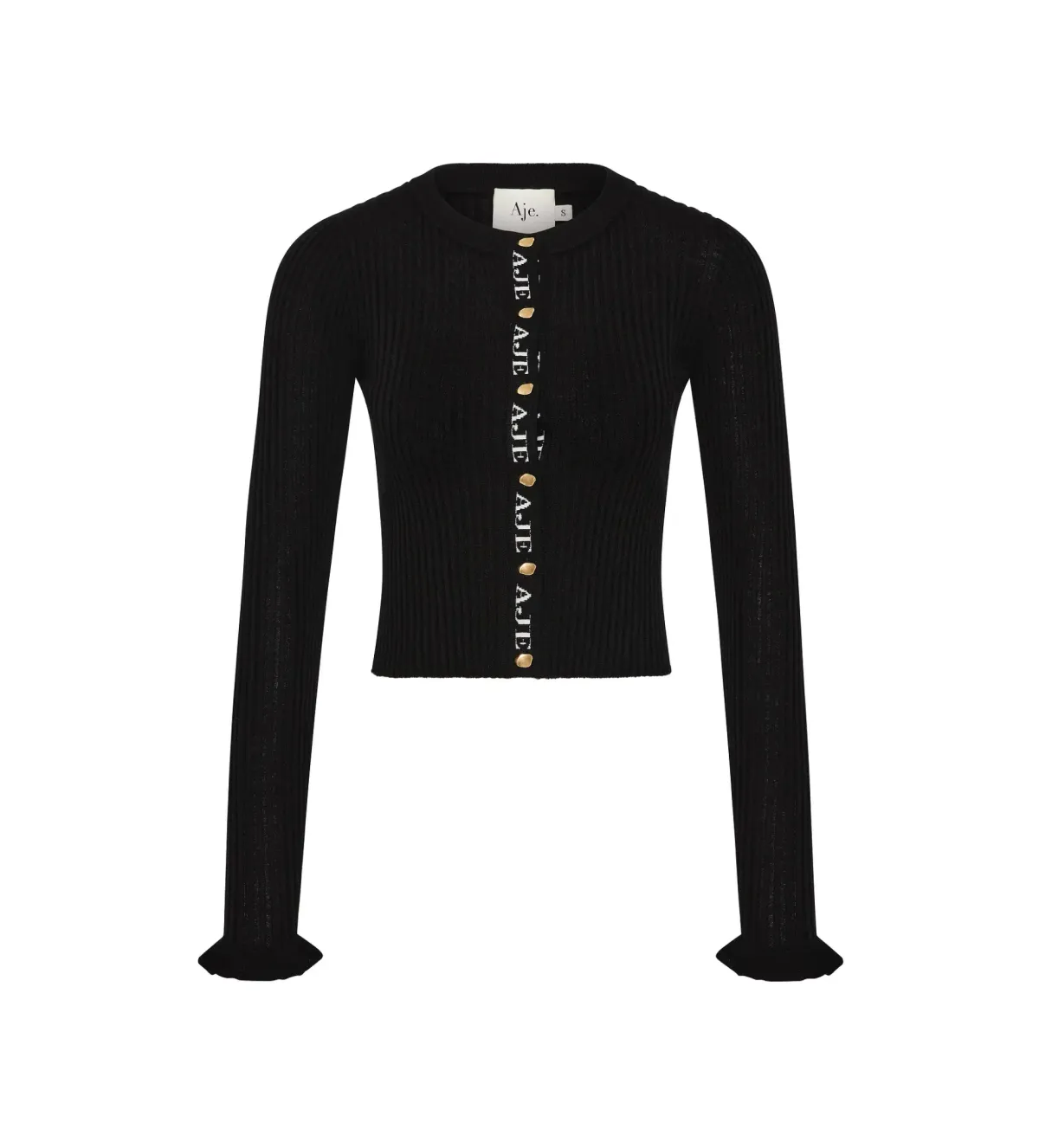 Aje Alchemy Knit Cardigan Black/Ivory Logo Size S/AU 8 - Image 6
