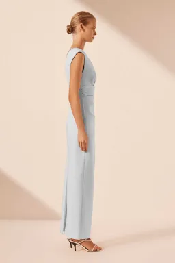Shona Joy Lani Plunge Cut Out Maxi Dress in Sky Blue Size 12 for rent on The Volte - image 4