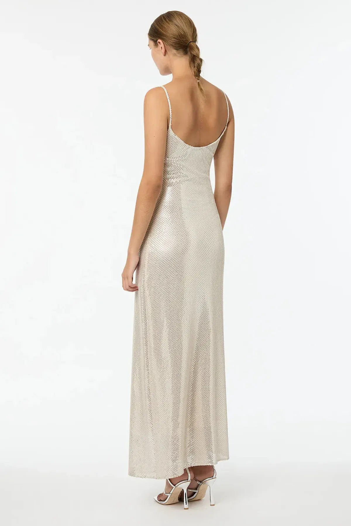 Manning Cartell High Voltage Slip Midi Dress Nude Silver Size 6 - Image 2