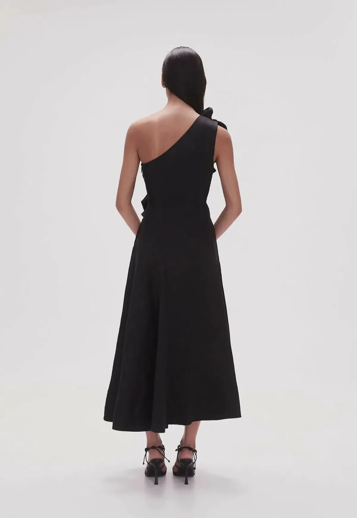 Aje Adelia Ruffle Midi Dress in Black Size AU 10 - Image 3