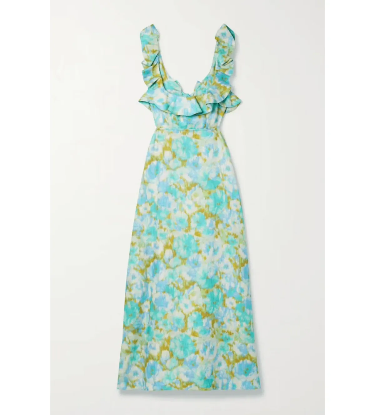 Zimmermann High Tide Linen Midi Dress with Open Back Floral Size 0/Au 8  - Image 3