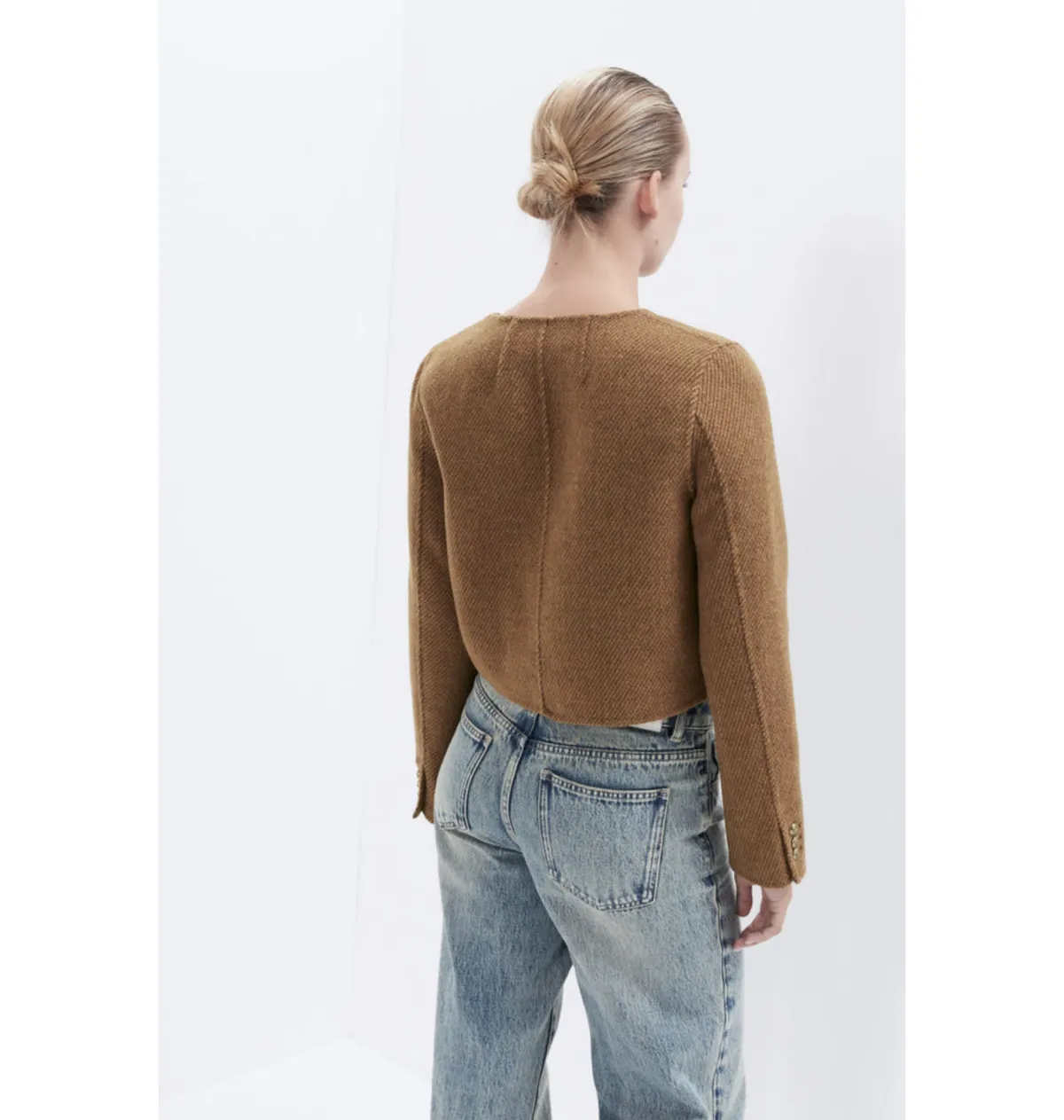 Unison Cropped Jacket Camel Size AU 8 - Image 3
