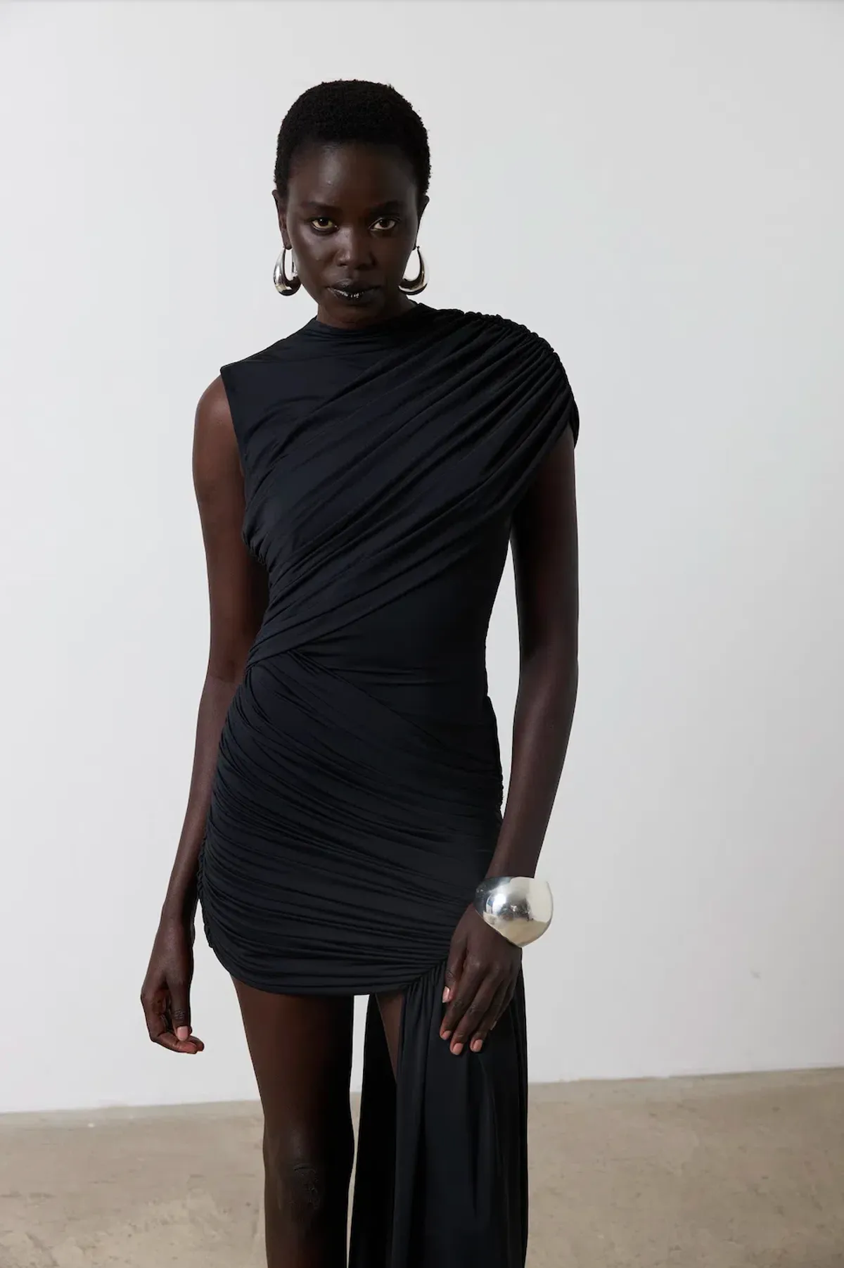 De La Vali Ravenna Spandex Jersey Mini Dress Black Size UK / AU 6-8 - Image 4