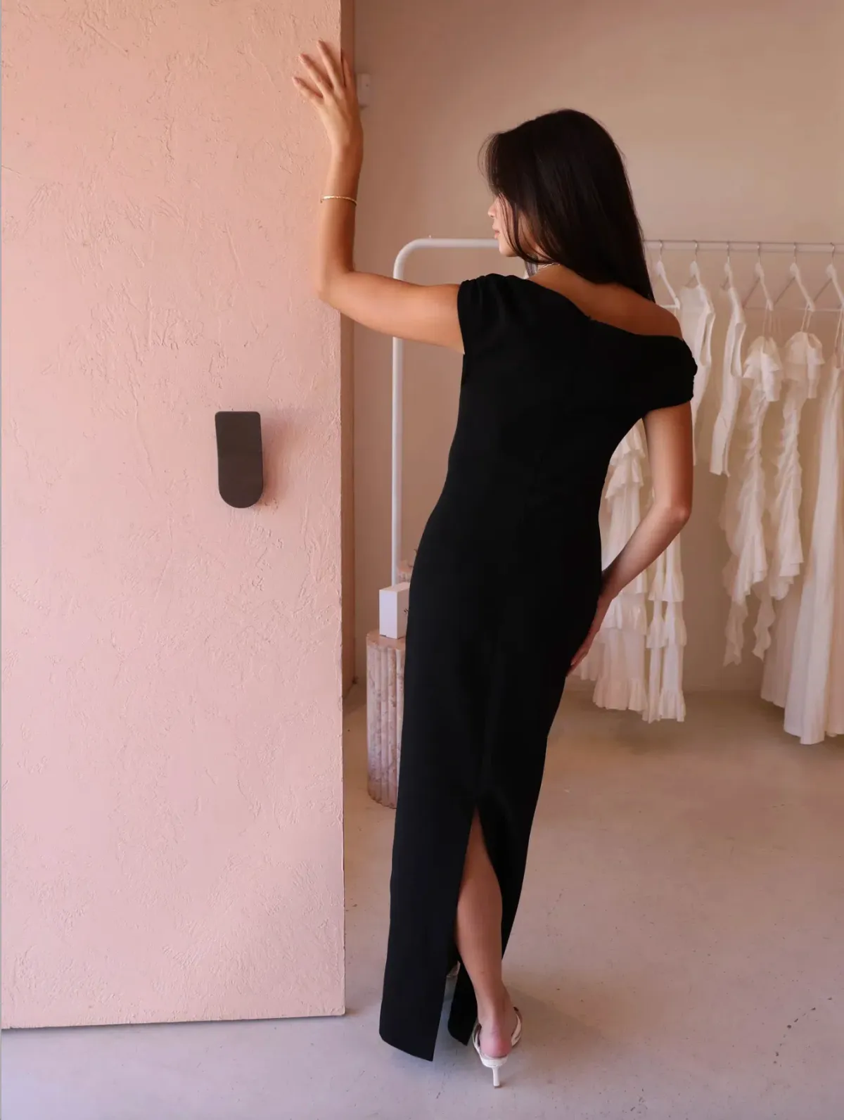 By Nicola Vivian Crepe Maxi dress in Black Size AU 10 - Image 5