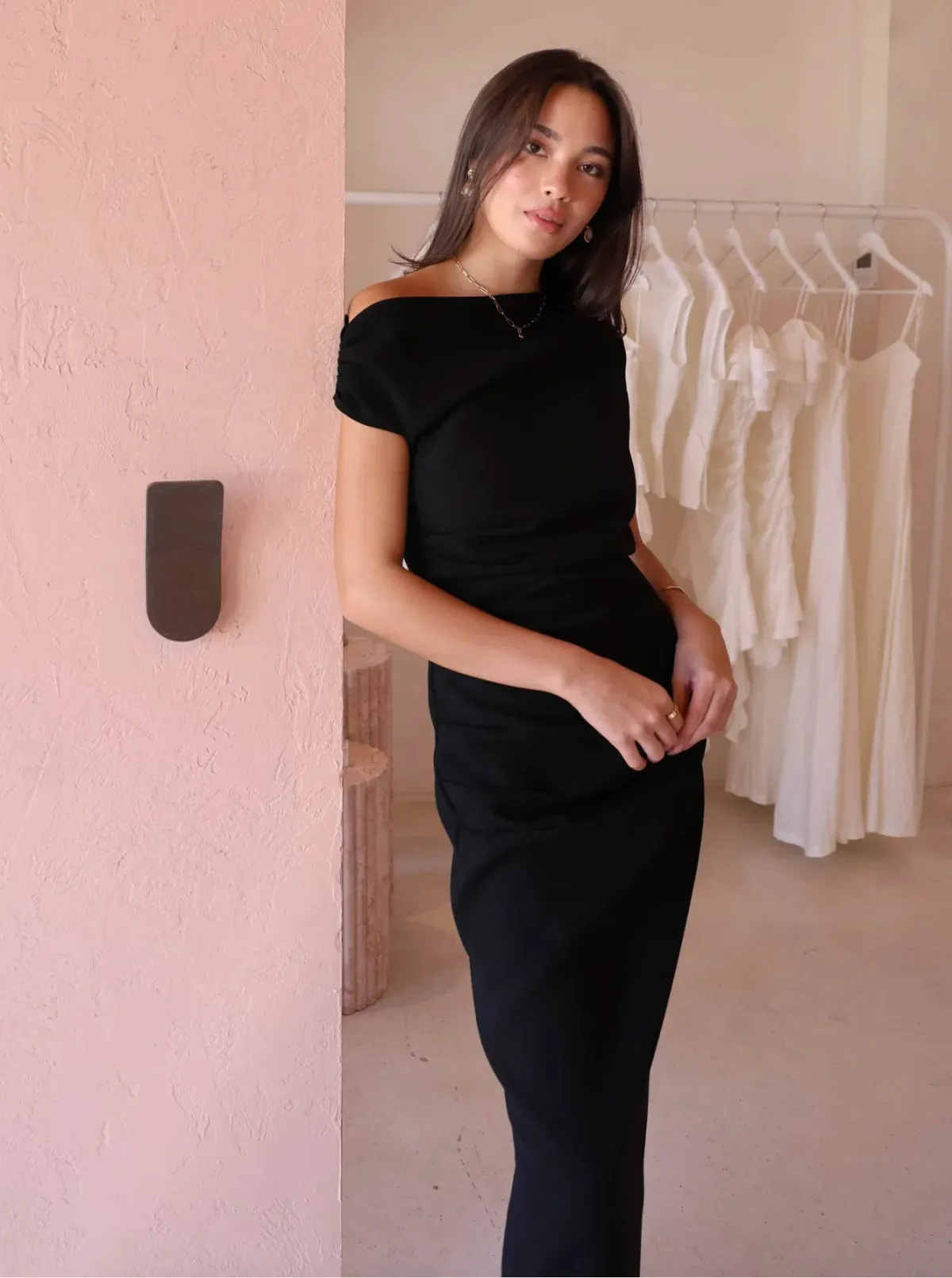 By Nicola Vivian Crepe Maxi Dress Black Size AU 14 - Image 5