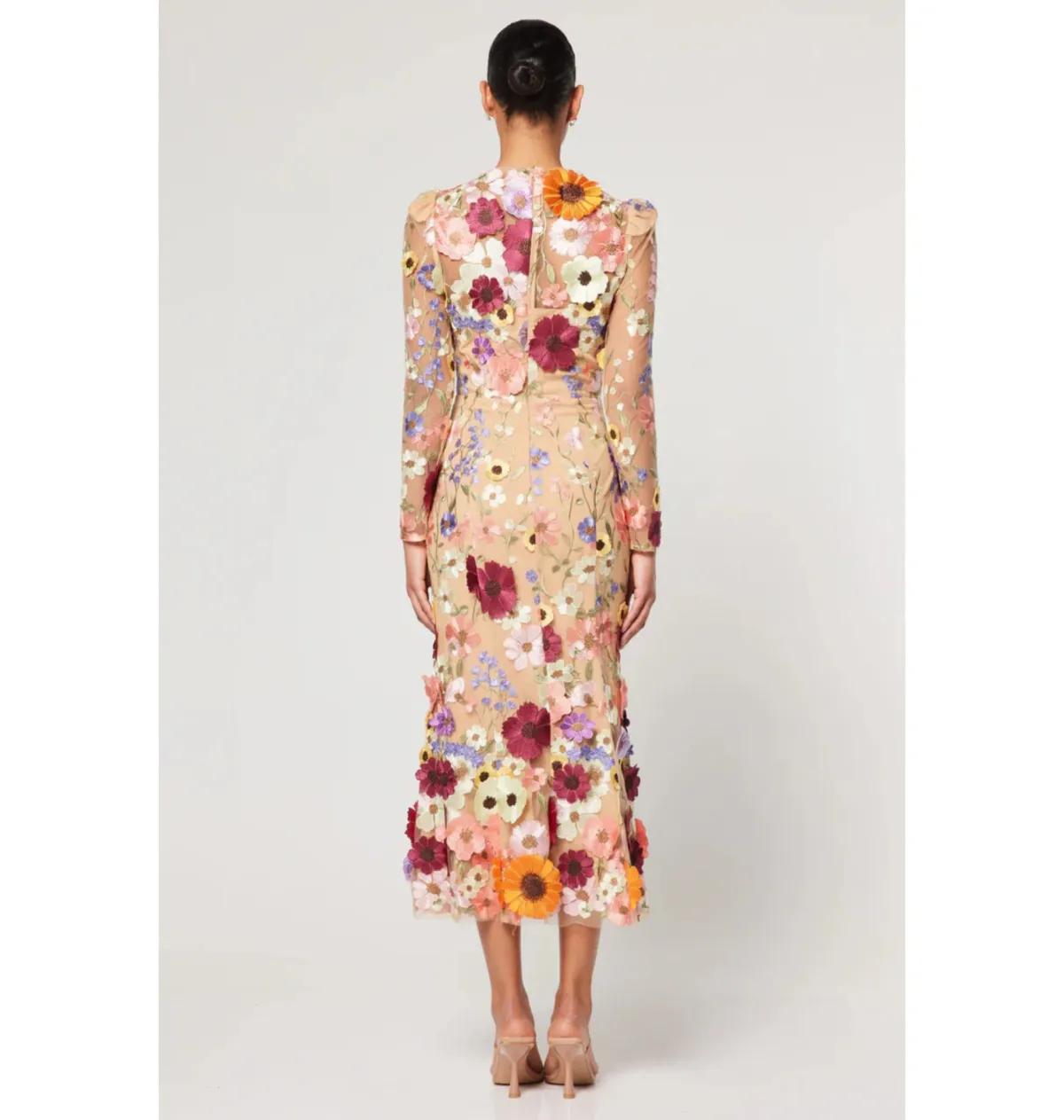FREE SHIPPING! Elliatt Shannon Shannon 3D Midi Dress Floral Appliqué Size 8 - Image 2